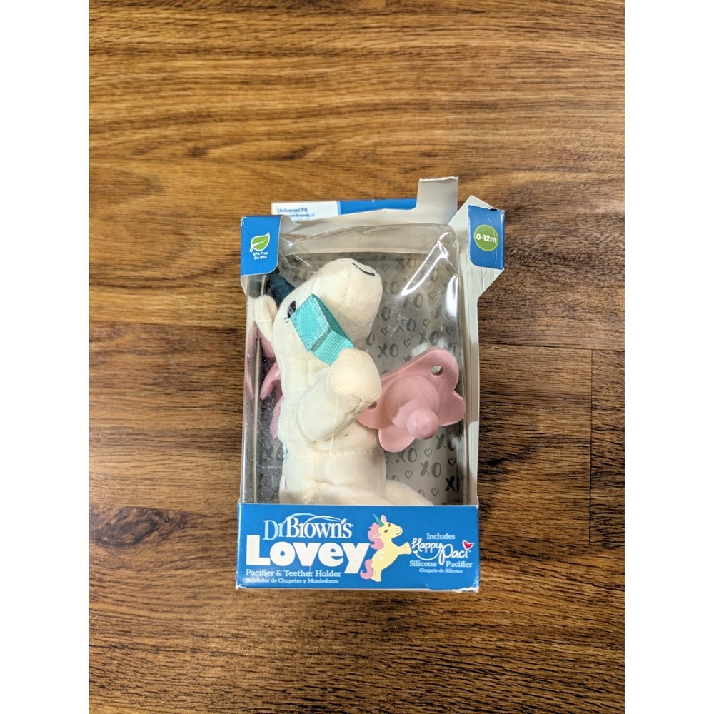 New Dr. Brown's Lovey Pacifier and Teether Holder Unicorn